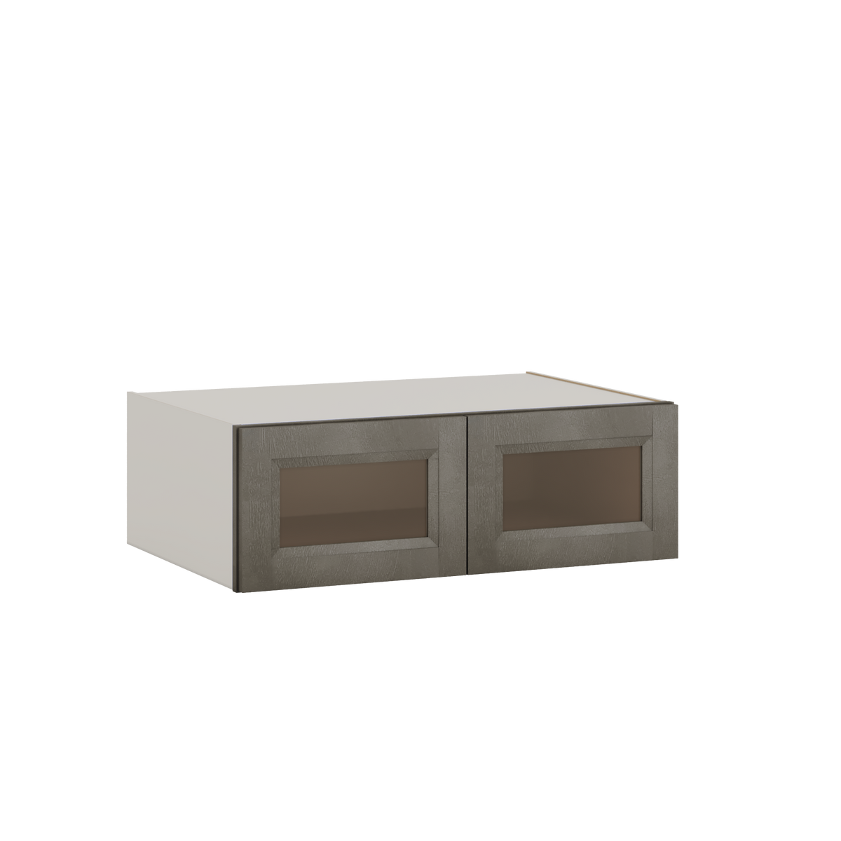 36" Wide 24" Deep Upper Huntington Cinder Double Shaker Glass Ready Wall Cabinet - Double Door 12", 15", 18", 21", 24"