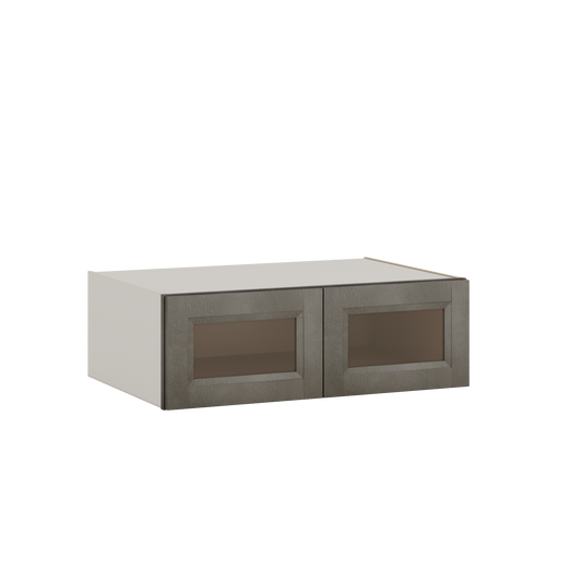 36" Wide 24" Deep Upper Huntington Cinder Double Shaker Glass Ready Wall Cabinet - Double Door 12", 15", 18", 21", 24"