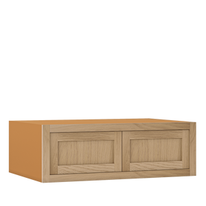 27" Wide Custom White Oak Stacker Inset Shaker Wall Cabinet - Double Door 12", 15", 18", 21"& 24" Tall