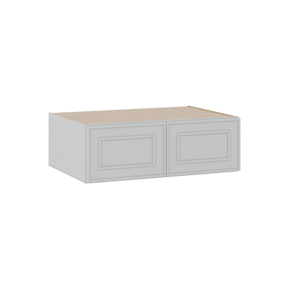 30" Wide Double Door 12", 15", 18", 21"& 24" Tall Bridge White Elegant Oak Shaker Wall Cabinet
