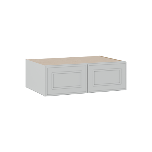 30" Wide Double Door 12", 15", 18", 21"& 24" Tall Bridge White Elegant Oak Shaker Wall Cabinet