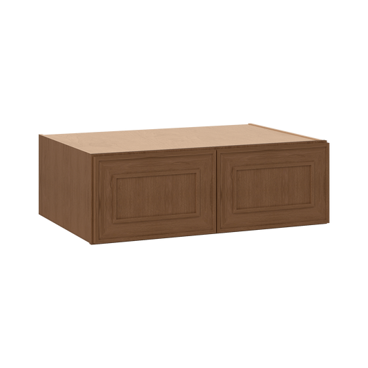 36" Wide 24" Deep 12", 15", 18", 21" & 24" Tall Mocha Elegant Oak Shaker Refrigerator Wall Cabinet