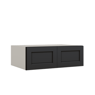 36" Wide 24" Deep Upper 15HNS Hermosa Noir Black Shaker 1-1/4" Overlay Wall Cabinet - Double Door 12", 15", 18", 21", 24"