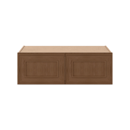 36" Wide 24" Deep 12", 15", 18", 21" & 24" Tall Mocha Elegant Oak Shaker Refrigerator Wall Cabinet