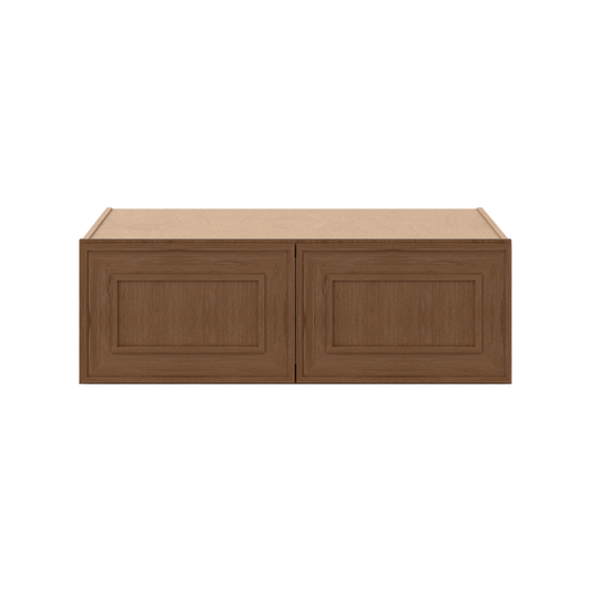 36" Wide 24" Deep 12", 15", 18", 21" & 24" Tall Mocha Elegant Oak Shaker Refrigerator Wall Cabinet