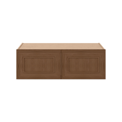 36" Wide 24" Deep 12", 15", 18", 21" & 24" Tall Mocha Elegant Oak Shaker Refrigerator Wall Cabinet
