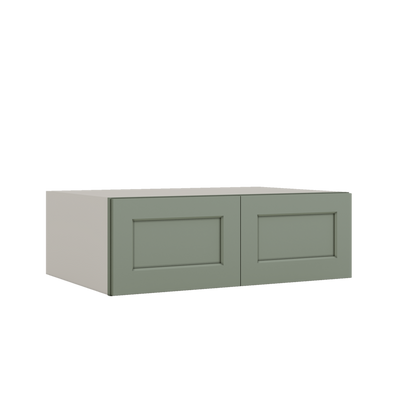 36" Wide 12", 15", 18", 21", 24" Tall 24" Deep Wall Cabinet 14SG Sage Green  Shaker 1-1/4" Overlay - Double Door