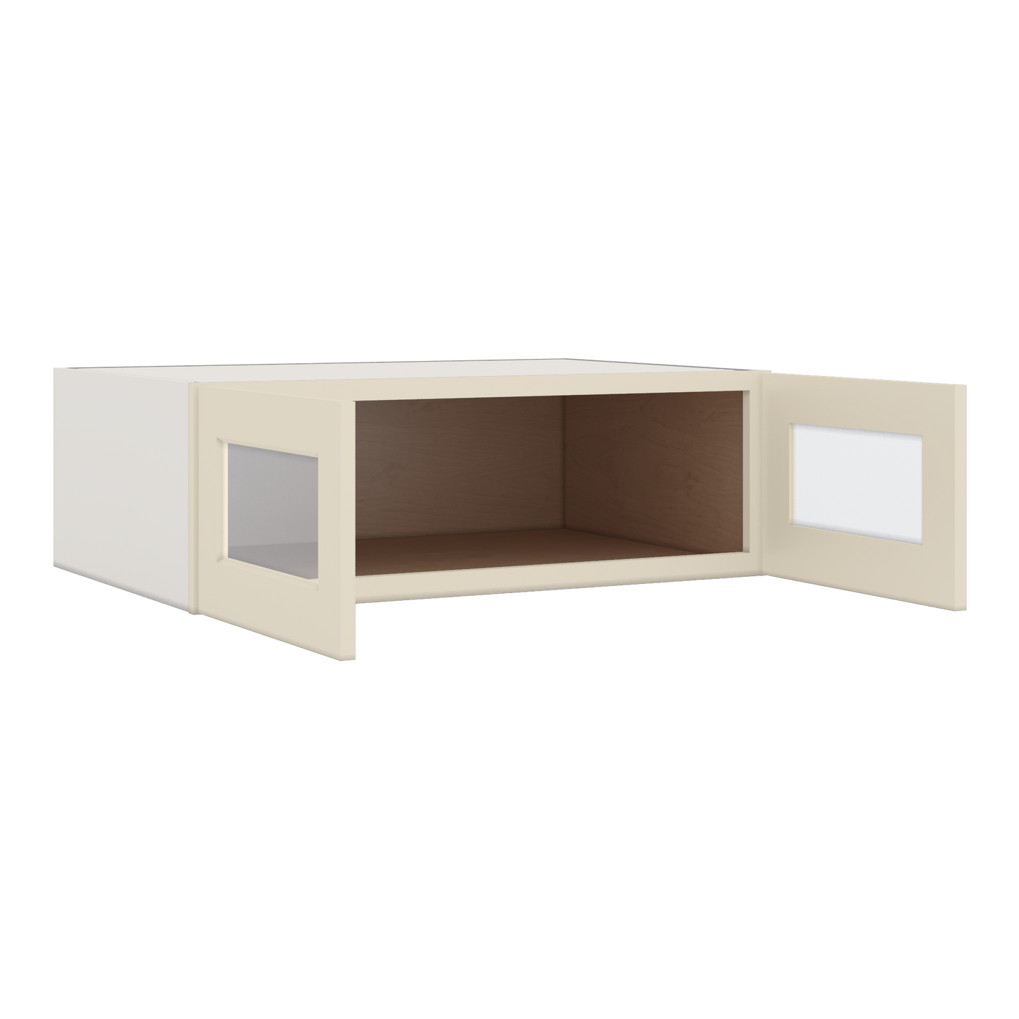 36" Wide 24" Deep Upper Manhattan Cream Shaker 1-1/4" Overlay Glass Ready Wall Cabinet - Double Door 12", 15", 18", 21", 24"