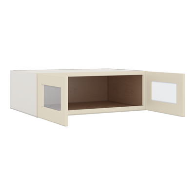 36" Wide 24" Deep Upper Manhattan Cream Shaker 1-1/4" Overlay Glass Ready Wall Cabinet - Double Door 12", 15", 18", 21", 24"