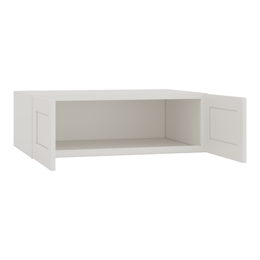 36" Wide 24" Deep Upper White Shaker 1-1/4" Overlay Wall Cabinet - Double Door 12", 15", 18", 21", 24"