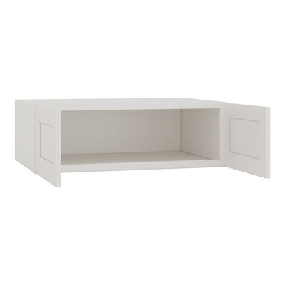 36" Wide 24" Deep Upper 2WS White Shaker 1-1/4" Overlay Wall Cabinet - Double Door 12", 15", 18", 21", 24"