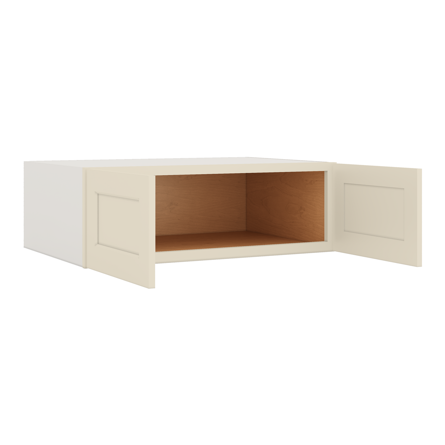 36" Wide 24" Deep Upper Manhattan Cream Shaker 1-1/4" Overlay Wall Cabinet - Double Door 12", 15", 18", 21", 24"