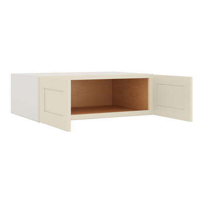 36" Wide 24" Deep Upper Manhattan Cream Shaker 1-1/4" Overlay Wall Cabinet - Double Door 12", 15", 18", 21", 24"