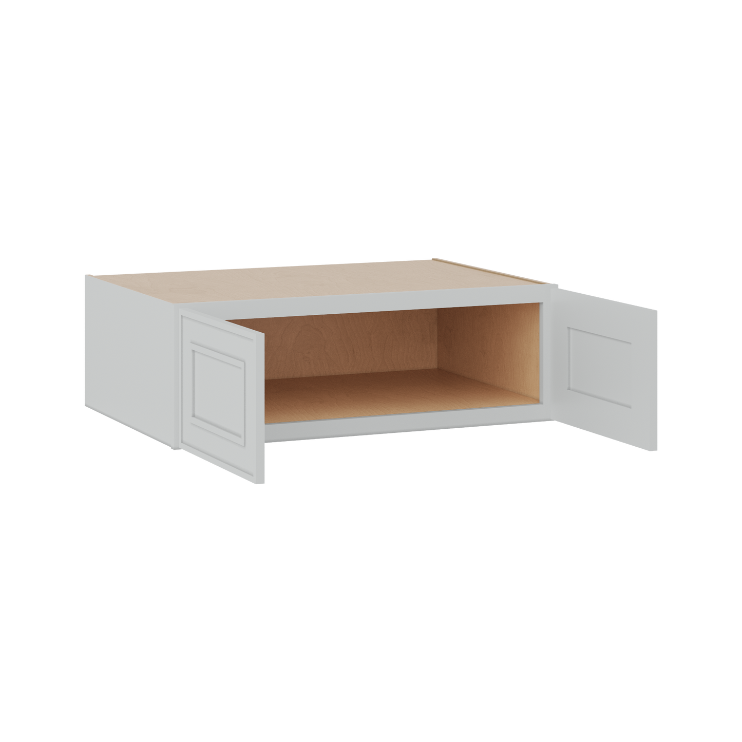 30" Wide Double Door 12", 15", 18", 21"& 24" Tall Bridge White Elegant Oak Shaker Wall Cabinet