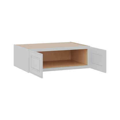 30" Wide Double Door 12", 15", 18", 21"& 24" Tall Bridge White Elegant Oak Shaker Wall Cabinet