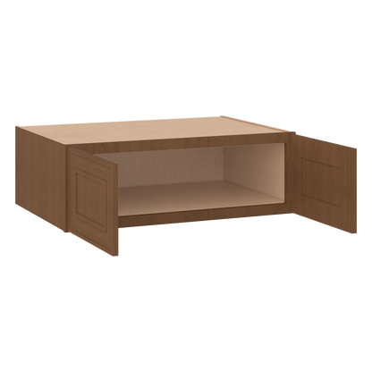 36" Wide 24" Deep 12", 15", 18", 21" & 24" Tall Mocha Elegant Oak Shaker Refrigerator Wall Cabinet