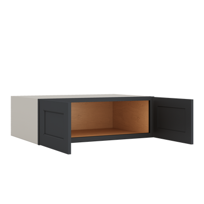36" Wide 24" Deep Upper 15HNS Hermosa Noir Black Shaker 1-1/4" Overlay Wall Cabinet - Double Door 12", 15", 18", 21", 24"