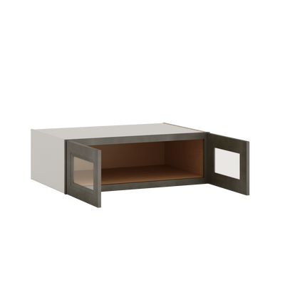 36" Wide 24" Deep Upper Huntington Cinder Double Shaker Glass Ready Wall Cabinet - Double Door 12", 15", 18", 21", 24"