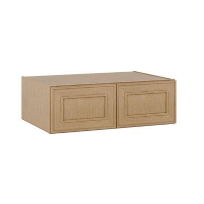 Natural oak elegant craftsman shaker refrigerator panel 12"–36" rta kitchen cabinet – angle view