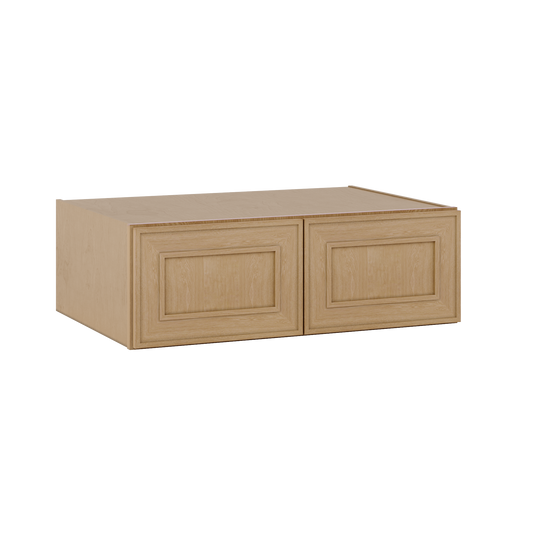 Natural oak elegant craftsman shaker refrigerator panel 12"–36" rta kitchen cabinet – angle view
