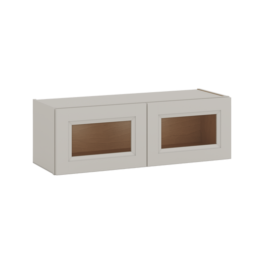 36" Wide by 12" Deep Bridge 27LGDS Laguna Gray Double Shaker Glass Ready Wall Cabinet - Double Door 12", 15", 18", 21", 24" Tall