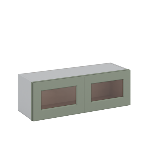 Glass Ready 36" Wide Sage Green Shaker Kitchen Cabinets RTA