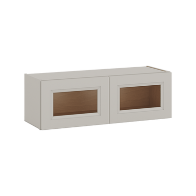 36" Wide by 12" Deep Bridge 27LGDS Laguna Gray Double Shaker Glass Ready Wall Cabinet - Double Door 12", 15", 18", 21", 24" Tall