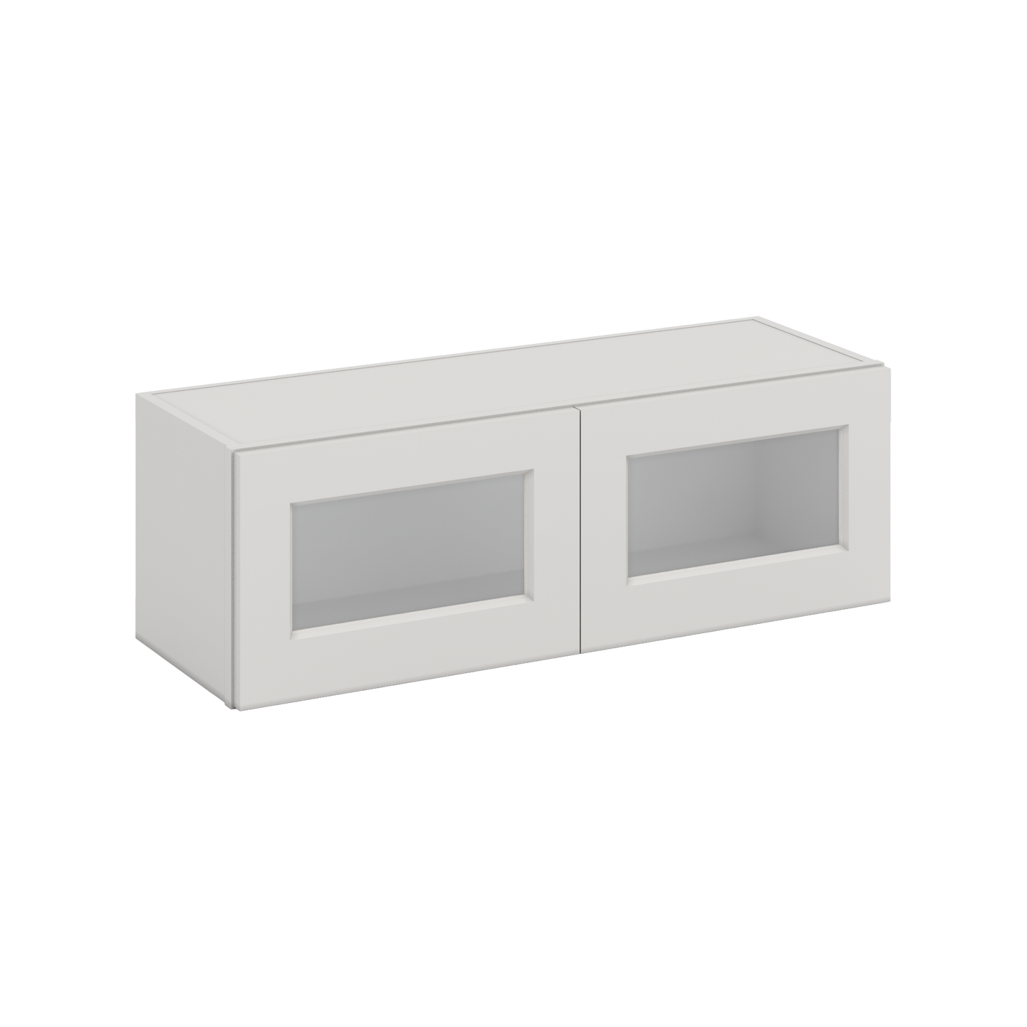 36" Wide by 12" Deep Bridge 2WS White Shaker 1-1/4"Overlay Glass Ready Wall Cabinet - Double Door 12", 15", 18", 21", 24" Tall