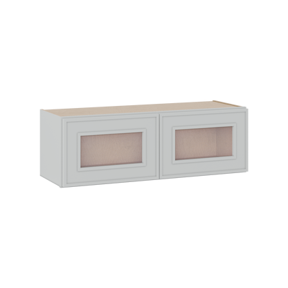 12" Tall 12" Deep Glass Door Stacker | Wall White Elegant Oak Craftsman Shaker 1-1/4" Overlay Wall Cabinet -  12", 15", 18", 21", 24", 27", 30", 33" & 36" Wide