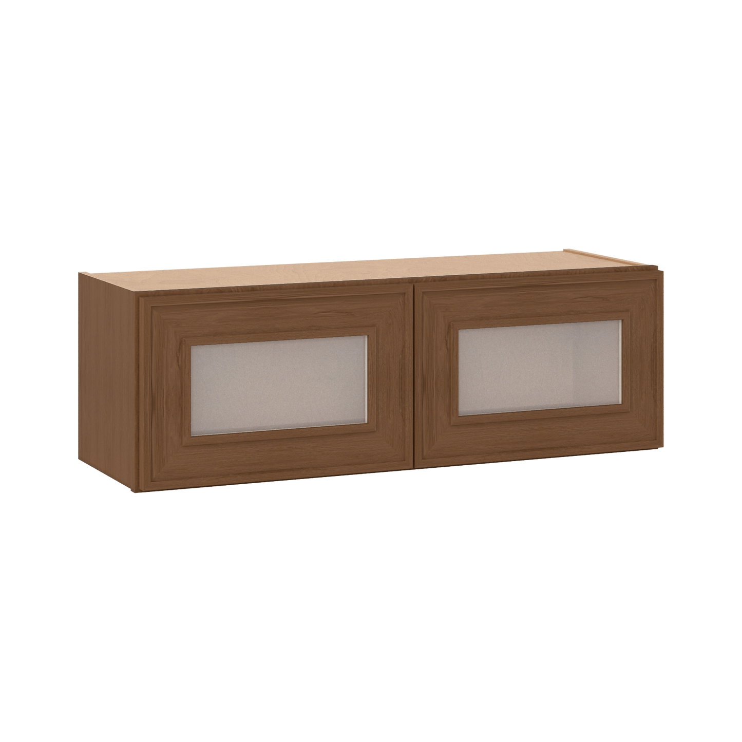 12" Tall 12" Deep - 12", 15", 18", 21", 24", 27", 30", 33" & 36" Wide Glass Door Stacker | Wall Mocha Elegant Oak Craftsman Shaker 1-1/4" Overlay Wall Cabinet