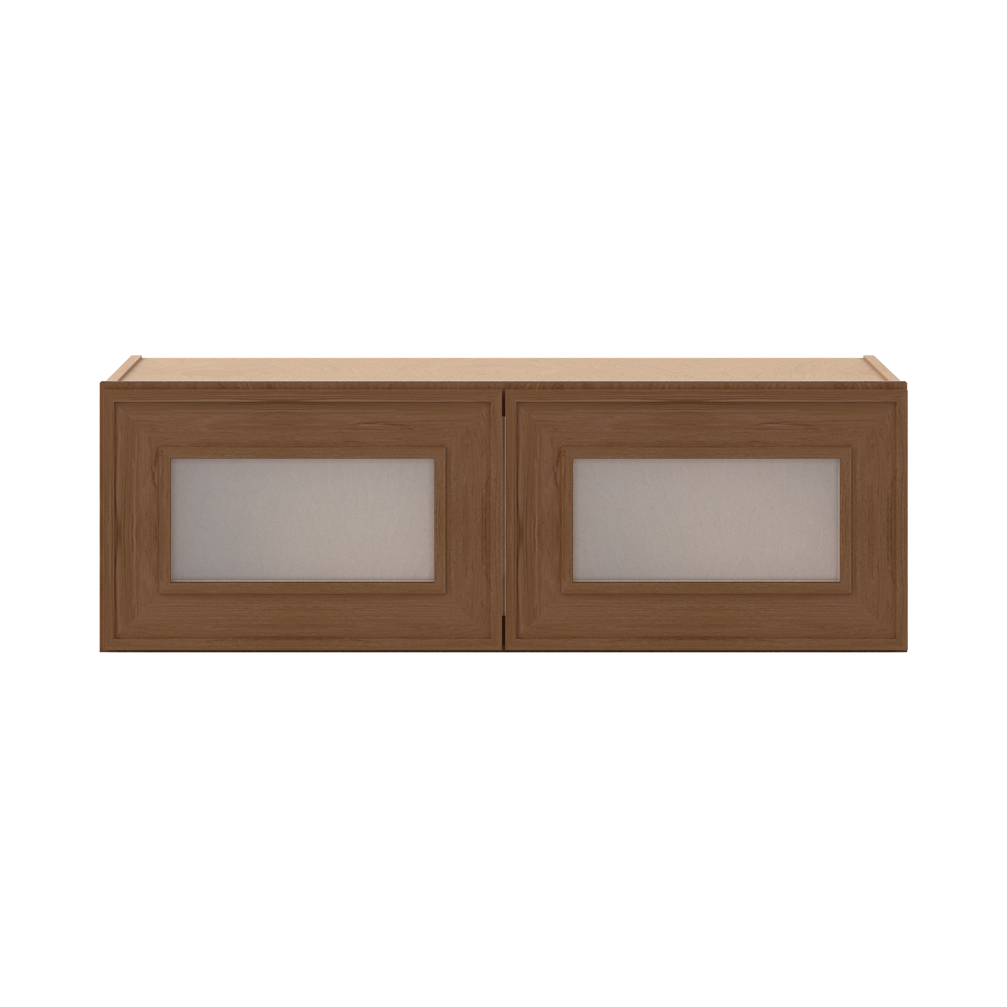 12" Tall 12" Deep - 12", 15", 18", 21", 24", 27", 30", 33" & 36" Wide Glass Door Stacker | Wall Mocha Elegant Oak Craftsman Shaker 1-1/4" Overlay Wall Cabinet
