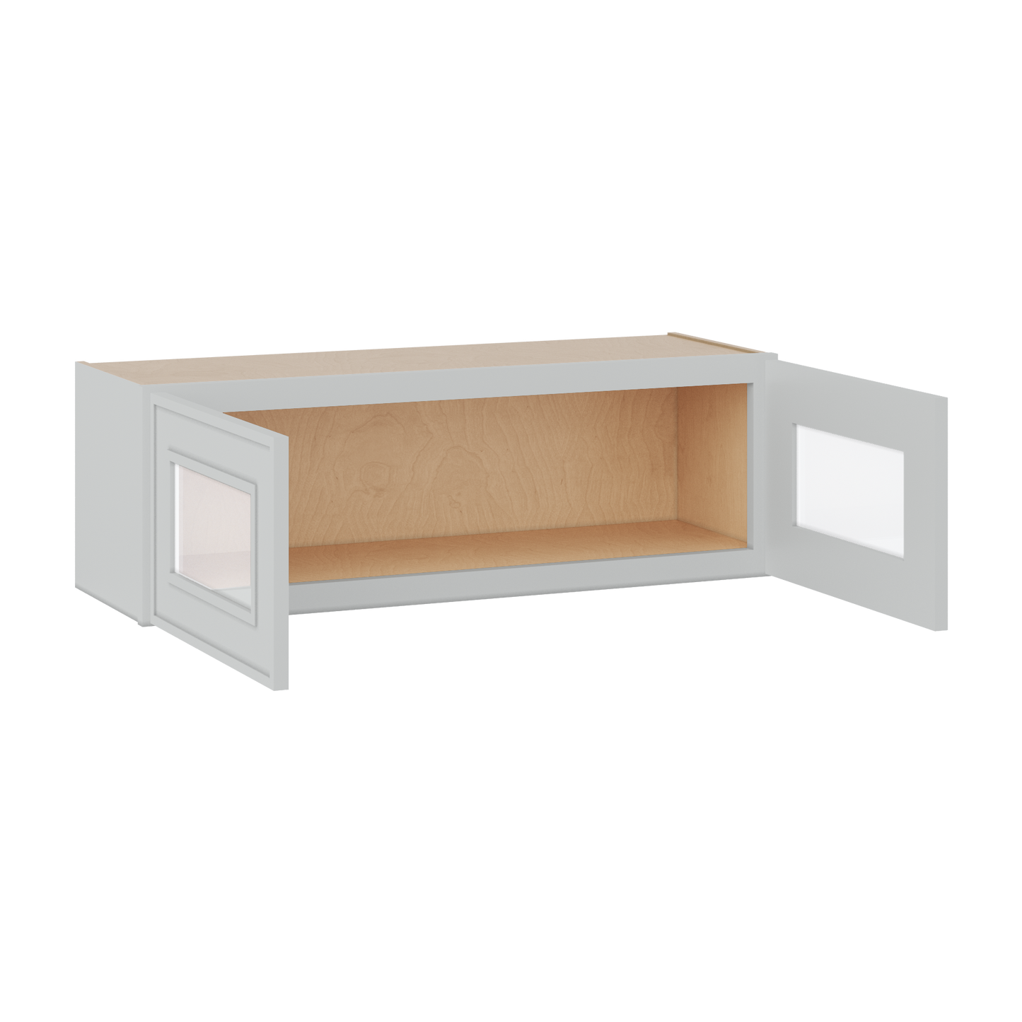 12" Tall 12" Deep Glass Door Stacker | Wall White Elegant Oak Craftsman Shaker 1-1/4" Overlay Wall Cabinet -  12", 15", 18", 21", 24", 27", 30", 33" & 36" Wide