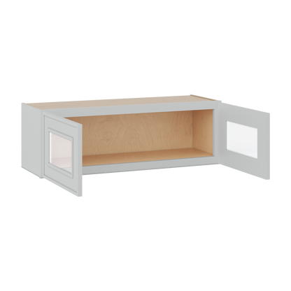 12" Tall 12" Deep Glass Door Stacker | Wall White Elegant Oak Craftsman Shaker 1-1/4" Overlay Wall Cabinet -  12", 15", 18", 21", 24", 27", 30", 33" & 36" Wide