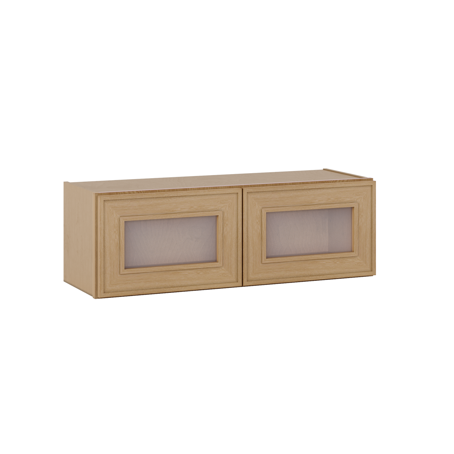 12" Tall 12" Deep Glass Door Stacker | Wall Elegant Oak Craftsman Shaker 1-1/4" Overlay Wall Cabinet -  12", 15", 18", 21", 24", 27", 30", 33" & 36" Wide