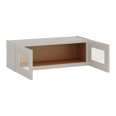 36" Wide by 12" Deep Bridge 27LGDS Laguna Gray Double Shaker Glass Ready Wall Cabinet - Double Door 12", 15", 18", 21", 24" Tall