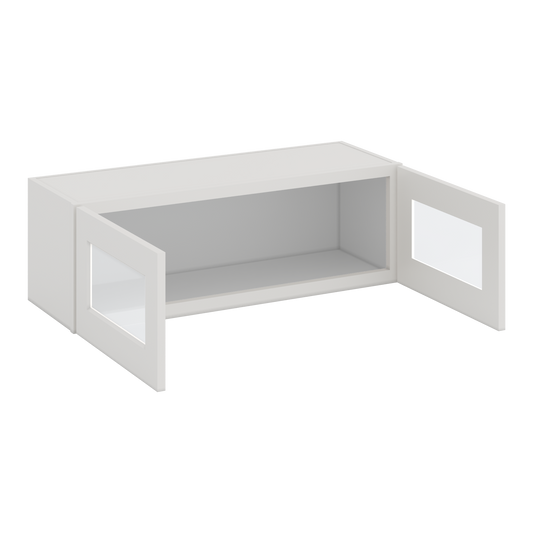 36" Wide by 12" Deep Bridge White Shaker 1-1/4"Overlay Glass Ready Wall Cabinet - Double Door 12", 15", 18", 21", 24" Tall