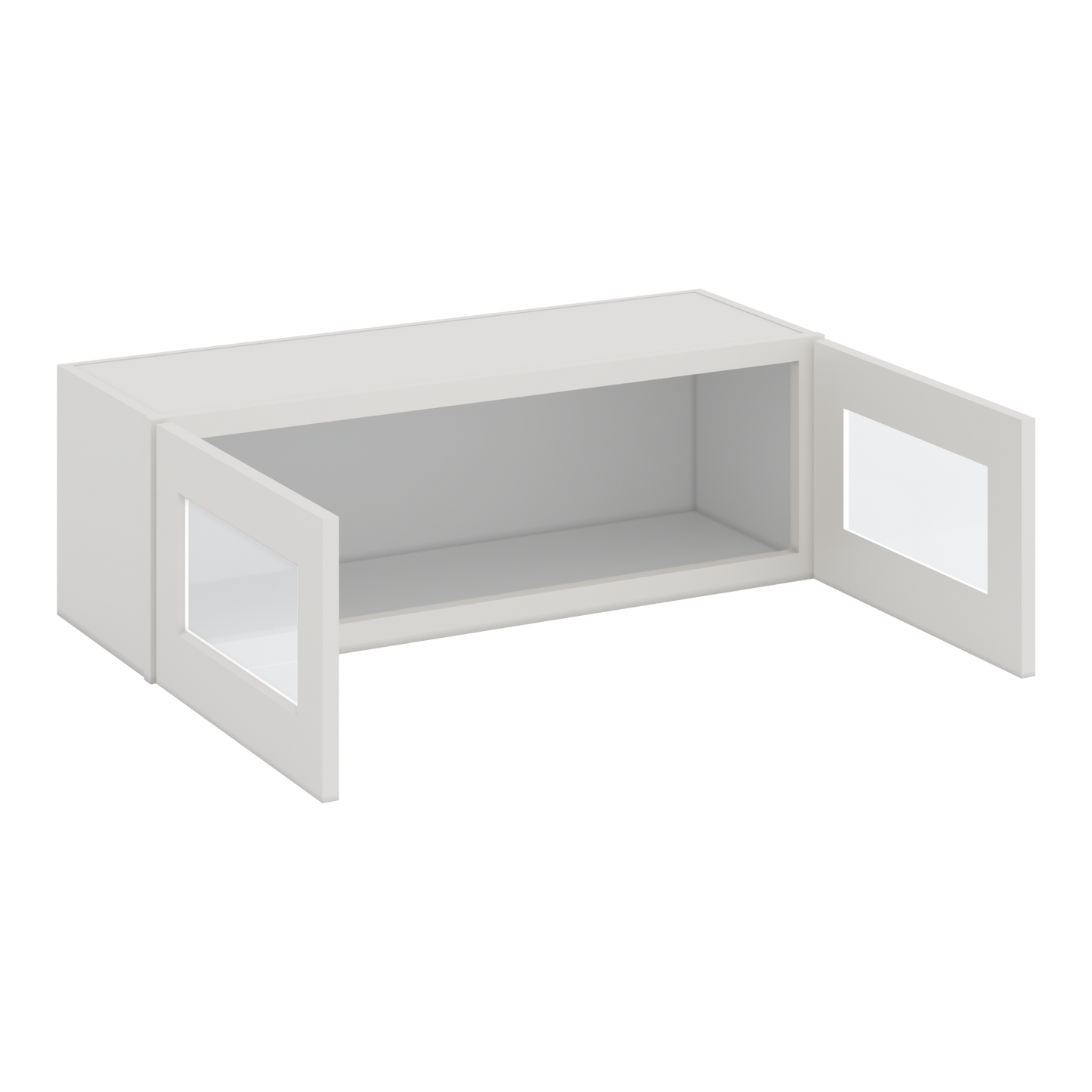 36" Wide by 12" Deep Bridge 2WS White Shaker 1-1/4"Overlay Glass Ready Wall Cabinet - Double Door 12", 15", 18", 21", 24" Tall