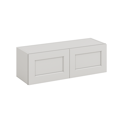 36" Wide by 12" Deep Bridge 2WS White Shaker 1-1/4"Overlay Wall Cabinet - Double Door 12", 15", 18", 21", 24" Tall