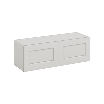 36" Wide by 12" Deep Bridge 2WS White Shaker 1-1/4"Overlay Wall Cabinet - Double Door 12", 15", 18", 21", 24" Tall