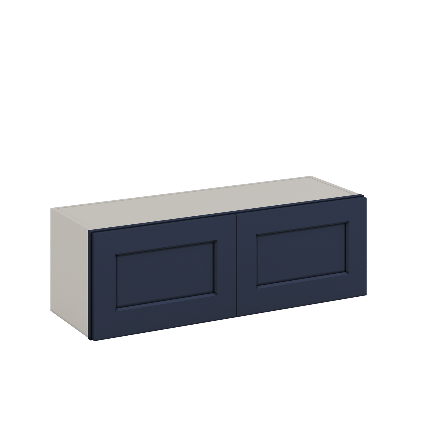 36" Wide by 12" Deep Bridge NB29 Naval Blue Shaker 1-1/4"Overlay Wall Cabinet - Double Door 12", 15", 18", 21", 24" Tall