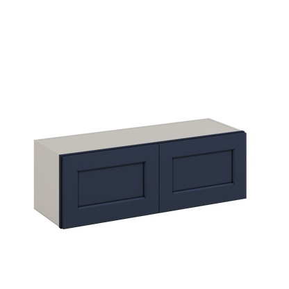 36" Wide by 12" Deep Bridge NB29 Naval Blue Shaker 1-1/4"Overlay Wall Cabinet - Double Door 12", 15", 18", 21", 24" Tall