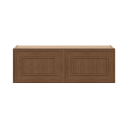 36" Wide Double Door 12", 15", 18", 21" & 24" Tall & 12" Deep Elegant Craftsman Mocha Shaker Wall Cabinet