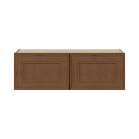 36" Wide Double Door 12", 15", 18", 21" & 24" Tall & 12" Deep Elegant Craftsman Mocha Shaker Wall Cabinet