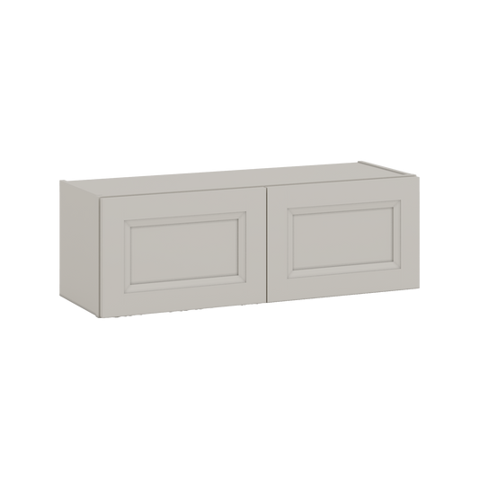 36" Wide by 12" Deep Bridge 27LGDS Laguna Gray Double Shaker Wall Cabinet - Double Door 12", 15", 18", 21", 24" Tall