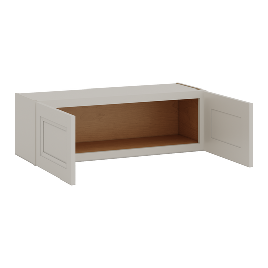 36" Wide by 12" Deep Bridge 27LGDS Laguna Gray Double Shaker Wall Cabinet - Double Door 12", 15", 18", 21", 24" Tall