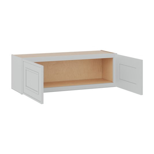 36" Wide Double Door 12", 15", 18", 21" & 24" Tall & 12" Deep White Elegant Oak Craftsman Shaker Wall Cabinet