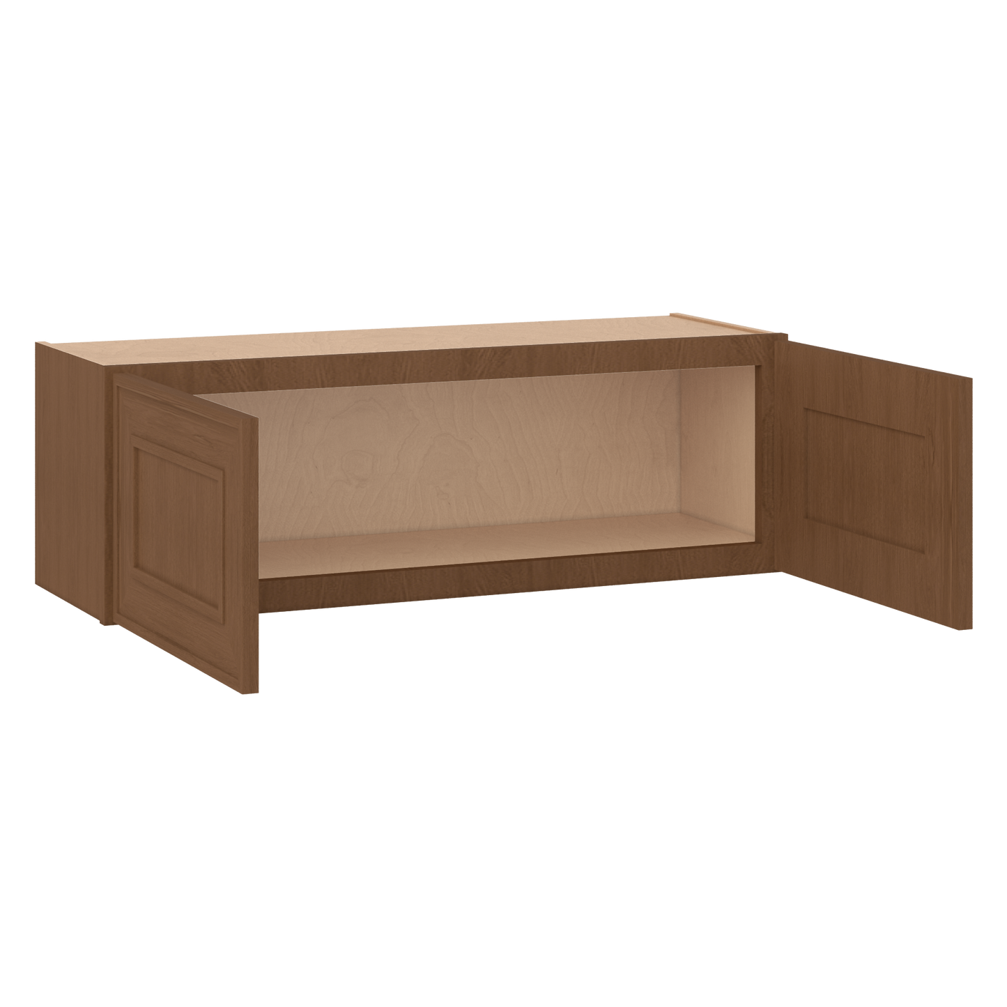 36" Wide Double Door 12", 15", 18", 21" & 24" Tall & 12" Deep Elegant Craftsman Mocha Shaker Wall Cabinet