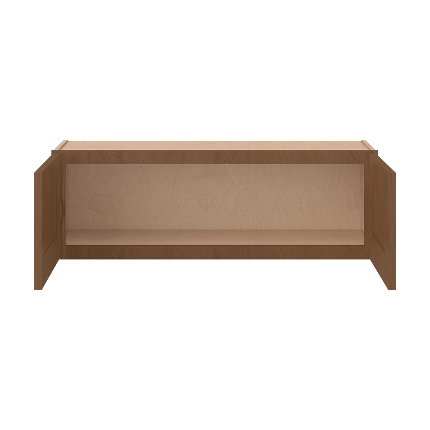36" Wide Double Door 12", 15", 18", 21" & 24" Tall & 12" Deep Elegant Craftsman Mocha Shaker Wall Cabinet