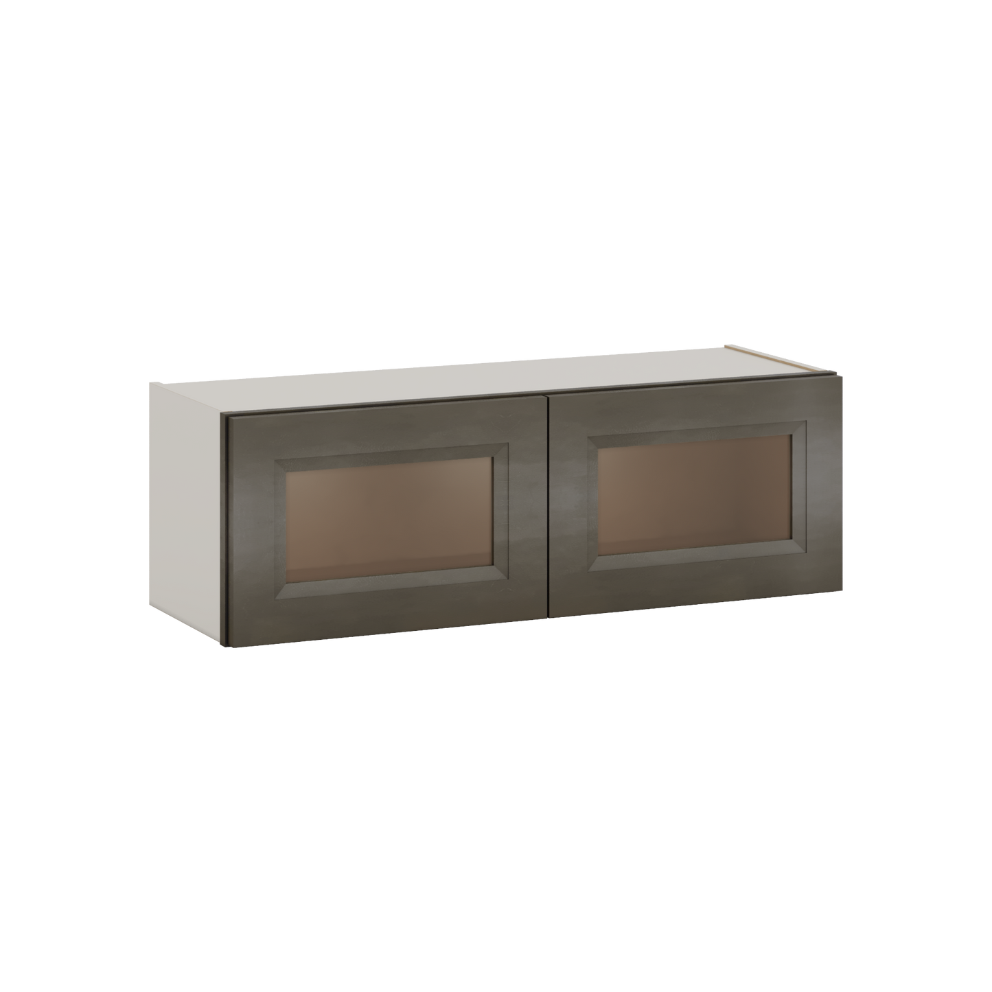 36" Wide by 12" Deep Bridge Huntington Cinder Double Shaker Glass Ready Wall Cabinet - Double Door 12", 15", 18", 21", 24" Tall