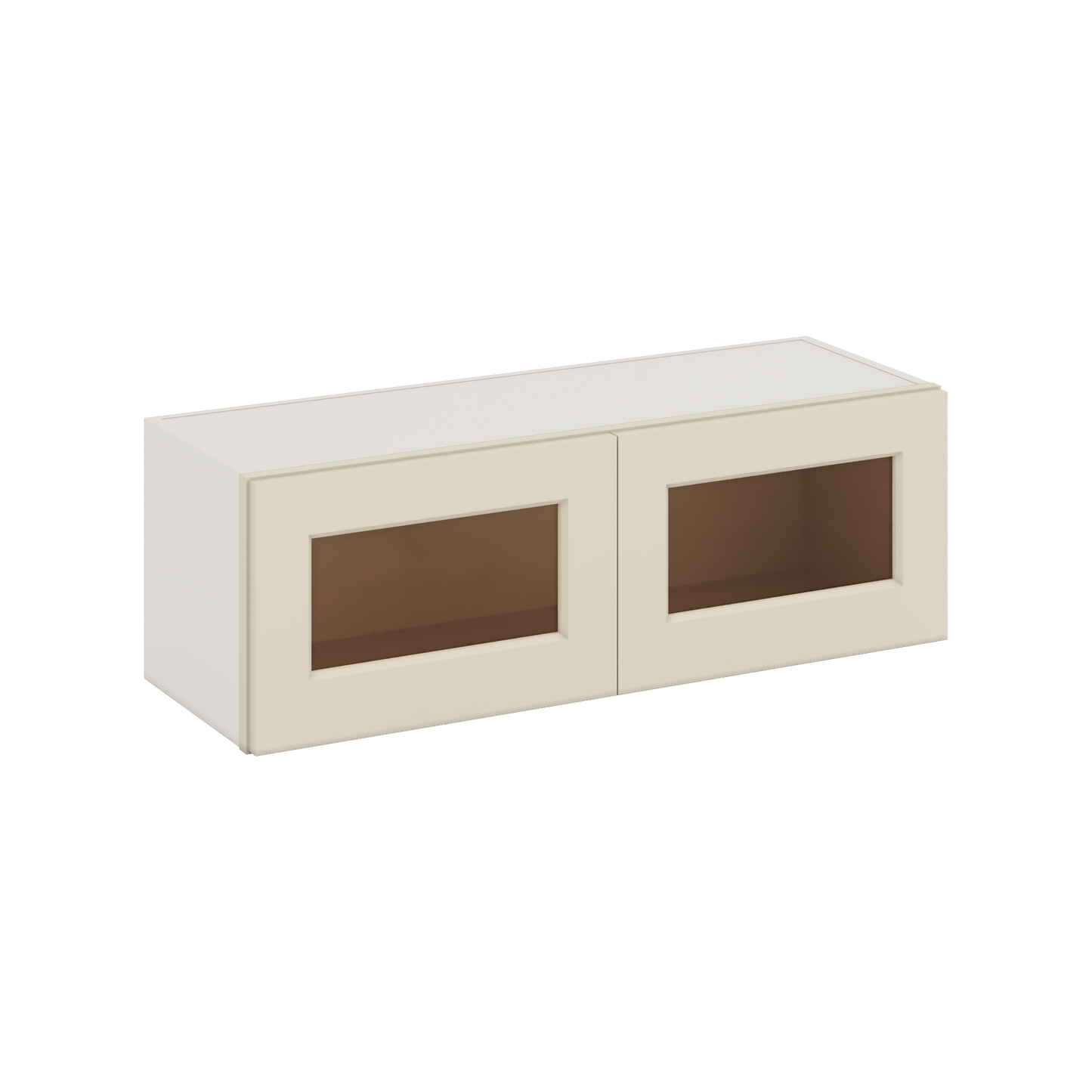 36" Wide by 12" Deep Bridge Manhattan Cream Shaker 1-1/4"Overlay Glass Ready Wall Cabinet - Double Door 12", 15", 18", 21", 24" Tall